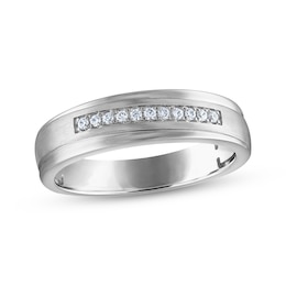 Men's Diamond Diagonal Wedding Band 1/10 ct tw 10K White Gold