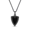 Thumbnail Image 1 of Ink & Ice Men's Black Diamond Shield Necklace 1/5 ct tw Black Ceramic & Black Rhodium-Plated Sterling Silver 22&quot;