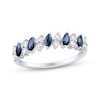 Thumbnail Image 1 of Marquise-Cut Natural Blue Sapphire & Round-Cut Diamond Anniversary Ring 1/5 ct tw 10K White Gold