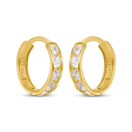 Children's Cubic Zirconia Huggie Hoop Earrings 14K Yellow Gold