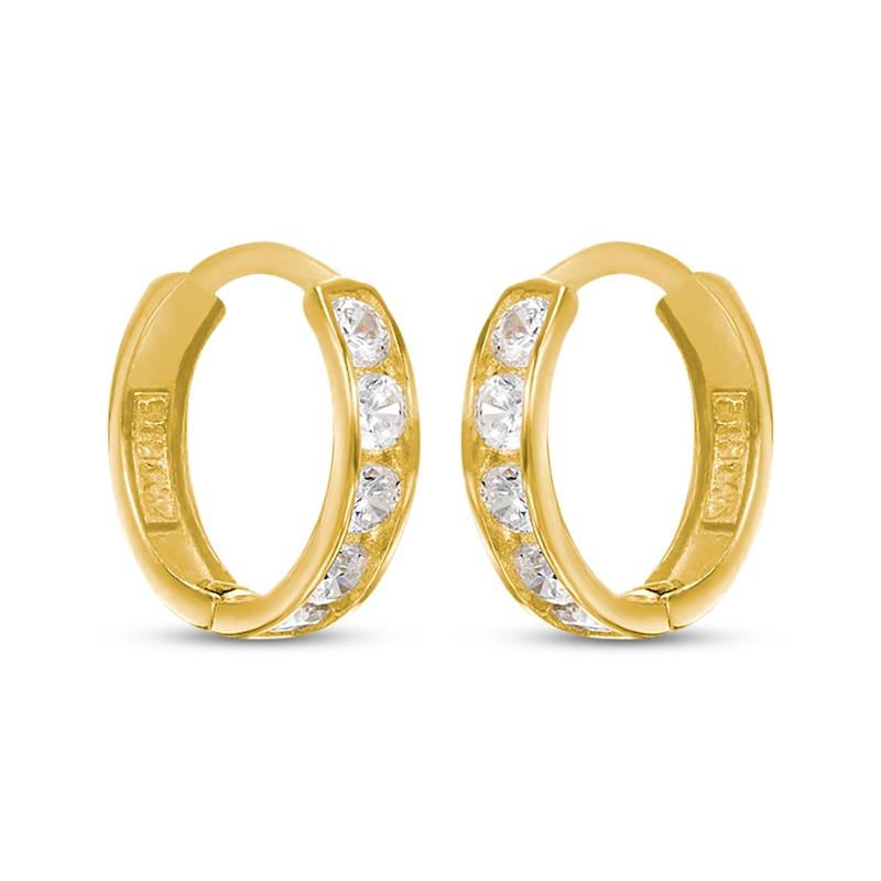 Main Image 1 of Children's Cubic Zirconia Huggie Hoop Earrings 14K Yellow Gold