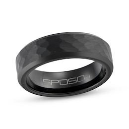 Now + Forever Men's Hammered Wedding Band Black Ion-Plated Tungsten Carbide 7mm