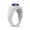 Thumbnail Image 2 of Men's Square-Cut Blue Lab-Created Sapphire & Diamond Ring 1/4 ct tw 10K White Gold