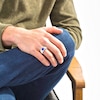 Thumbnail Image 3 of Men's Square-Cut Blue Lab-Created Sapphire & Diamond Ring 1/4 ct tw 10K White Gold