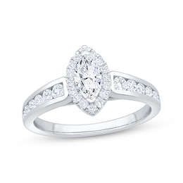 Now + Forever Marquise-Cut Diamond Halo Engagement Ring 1 ct tw 14K White Gold