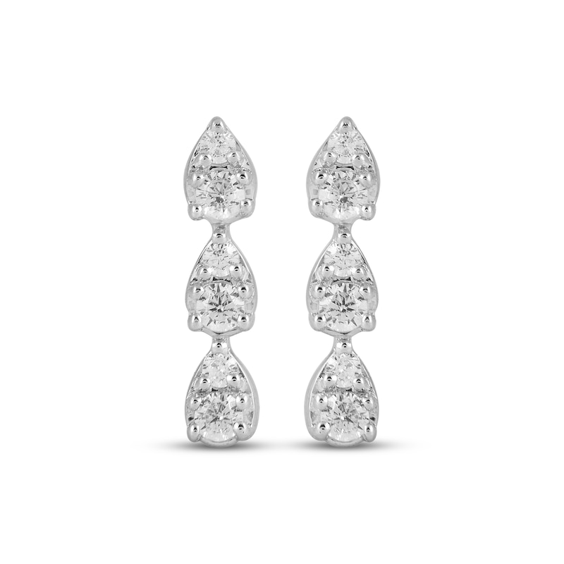 Main Image 2 of Multi-Diamond Triple Teardrop Vertical Stud Earrings 1/10 ct tw Sterling Silver