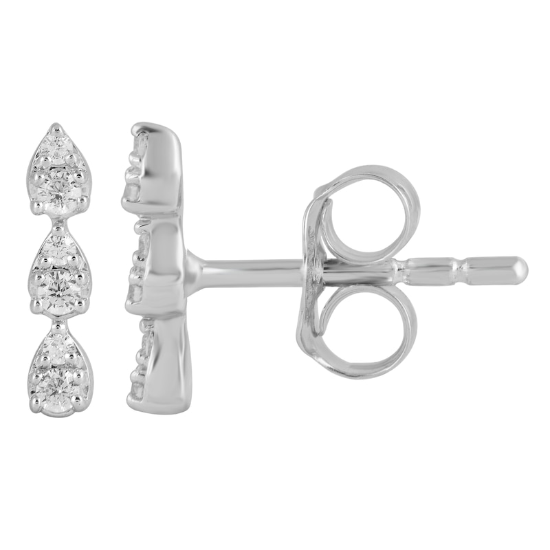 Main Image 3 of Multi-Diamond Triple Teardrop Vertical Stud Earrings 1/10 ct tw Sterling Silver