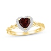 Thumbnail Image 1 of Heart-Shaped Garnet & White Lab-Created Sapphire Halo Ring 10K Yellow Gold