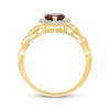 Thumbnail Image 3 of Heart-Shaped Garnet & White Lab-Created Sapphire Halo Ring 10K Yellow Gold