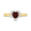 Thumbnail Image 4 of Heart-Shaped Garnet & White Lab-Created Sapphire Halo Ring 10K Yellow Gold