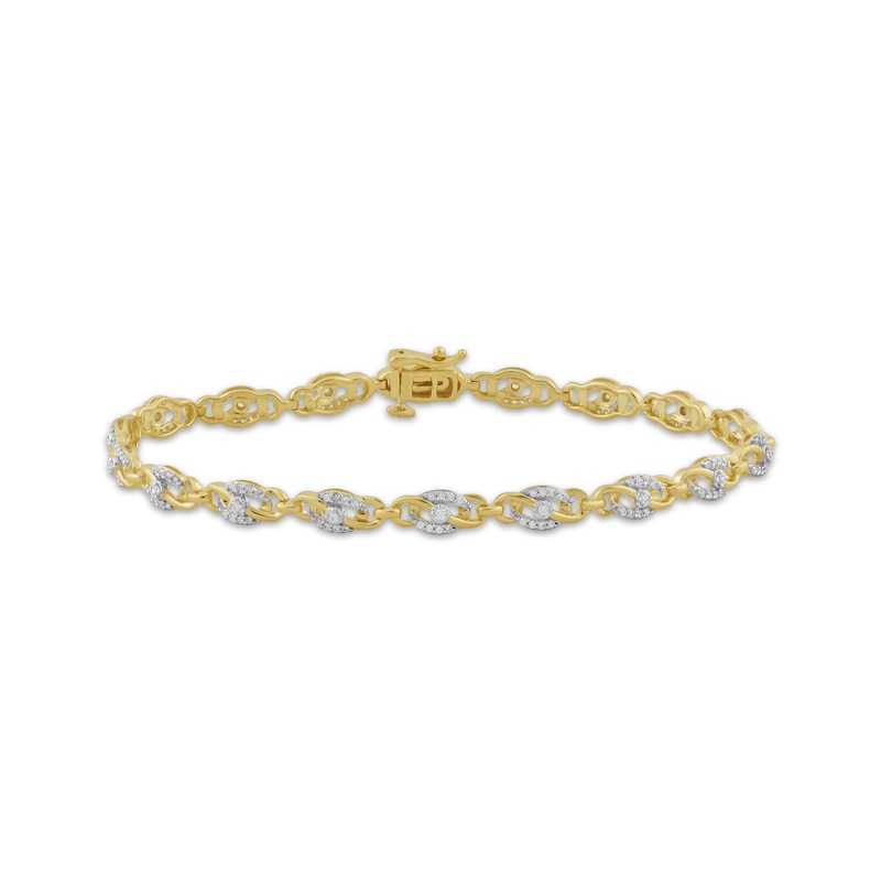 Main Image 1 of Diamond Oval Twist Link Bracelet 1/2 ct tw 10K Yellow Gold 7&quot;