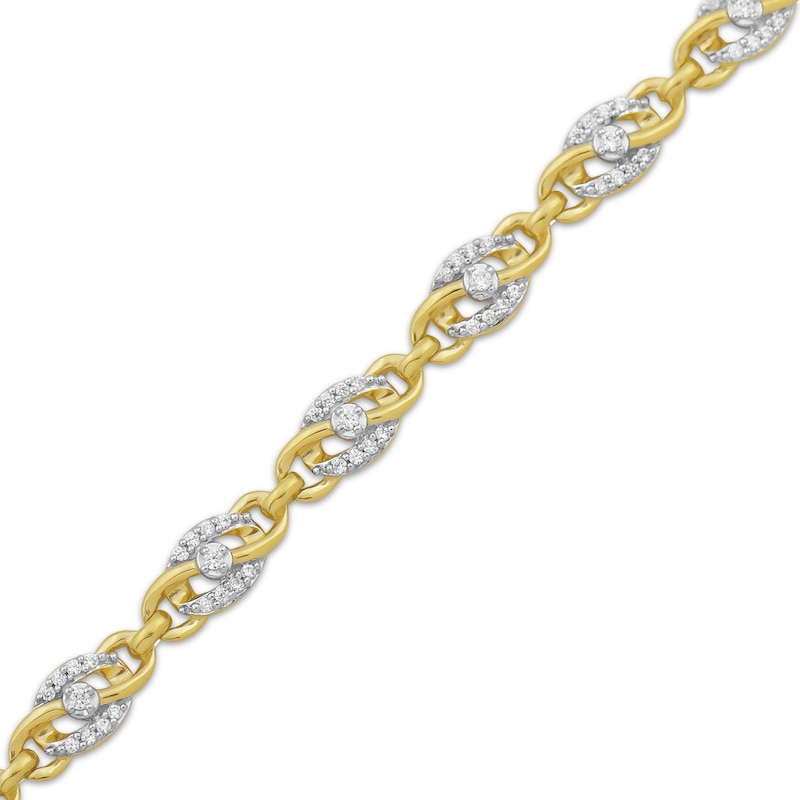 Main Image 2 of Diamond Oval Twist Link Bracelet 1/2 ct tw 10K Yellow Gold 7&quot;