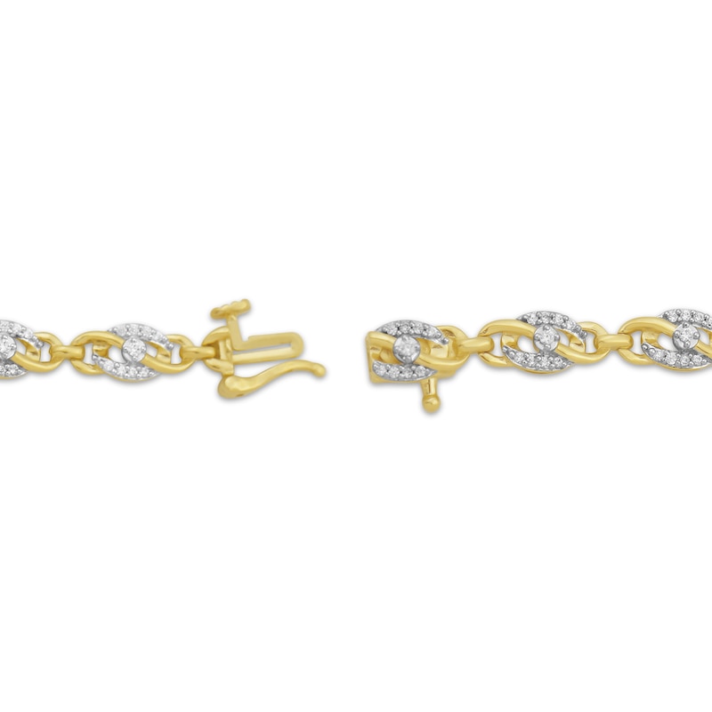 Main Image 3 of Diamond Oval Twist Link Bracelet 1/2 ct tw 10K Yellow Gold 7&quot;