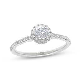 THE LEO Prisma Diamond Round-Cut Halo Engagement Ring 1/2 ct tw 14K White Gold