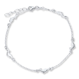 Dolphin Anklet Sterling Silver 9&quot;