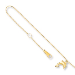 Dolphin Charm Anklet 14K Yellow Gold 10&quot;