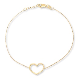 Heart Bracelet 14K Yellow Gold 7.5&quot;