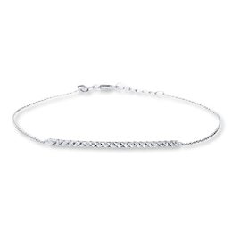 Thin Bar Bracelet 14K White Gold 7.5&quot;