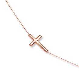 Cross Bracelet 14K Rose Gold 7.5&quot;