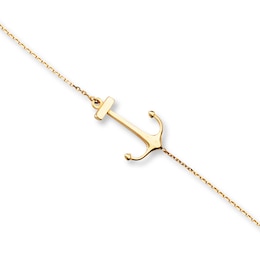 Anchor Bracelet 14K Yellow Gold 7.5&quot;