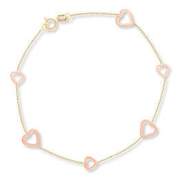 Hearts Bracelet 14K Two-Tone Gold 7.5&quot;