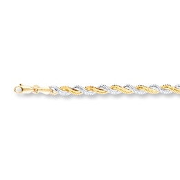 Braided Solid Snake Chain Bracelet 14K Two-Tone Gold 7.25&quot;