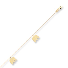Elephant Anklet 14K Yellow Gold 10&quot;