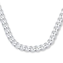 Solid Curb Chain Bracelet 14K White Gold 8.5&quot;