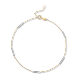 Bar Anklet 10K Two-Tone Gold 10&quot;