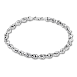 Hollow Rope Chain Bracelet 14K White Gold 8.5&quot; Length