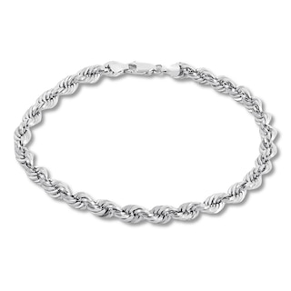 Rope Chain Bracelet 14K White Gold 8