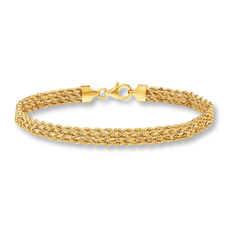 Main Image 1 of Hollow Triple Rope Bracelet 10K Yellow Gold 7.5&quot;