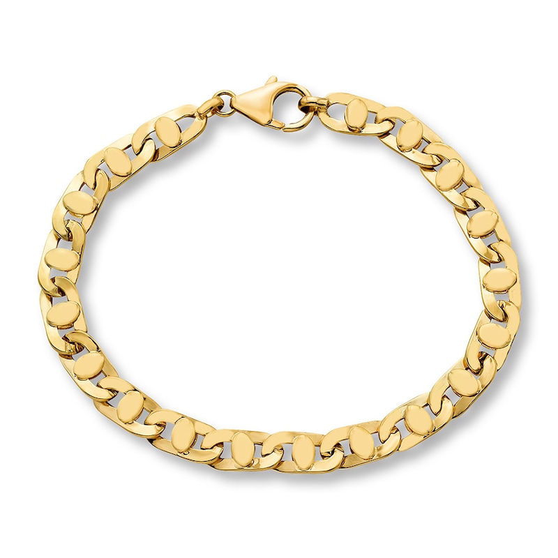 Main Image 1 of Semi-Solid Anchor Link Bracelet 10K Yellow Gold 8.5&quot;