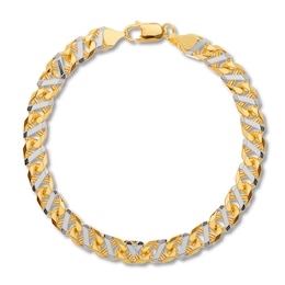 Link Bracelet Solid 14K Two-Tone Gold 8.5&quot;