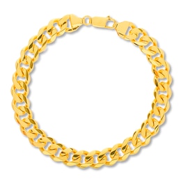 7.3mm Curb Chain Bracelet Solid 14K Yellow Gold 8.5&quot;