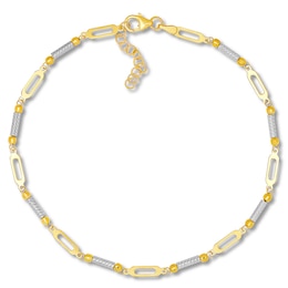 10K Two-Tone Gold Anklet Adjustable 10&quot;