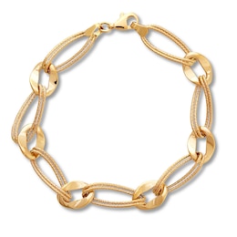 Textured Link Bracelet 10K Yellow Gold 7.75&quot;