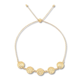 Textured Circle Bolo Bracelet 10K Yellow Gold 9.5&quot;