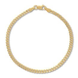 Solid Curb Chain Bracelet 14K Yellow Gold 7.25&quot;