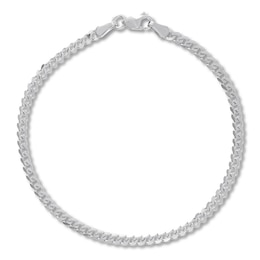 Solid Curb Chain Bracelet 14K White Gold 7.25&quot;