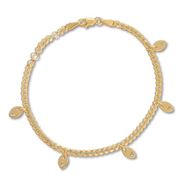 Evil Eye Charm Bracelet 14K Yellow Gold 7.25&quot;