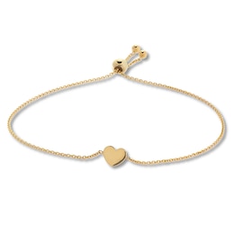 Heart Bolo Bracelet 14K Yellow Gold 9.5&quot;