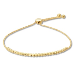 Textured Bead Bolo Bracelet 14K Yellow Gold 9.5&quot;