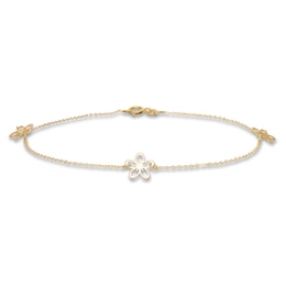 Flower Anklet 10K Yellow Gold 10&quot;
