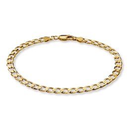 Solid Curb Link Bracelet 10K Yellow Gold 8.5&quot;