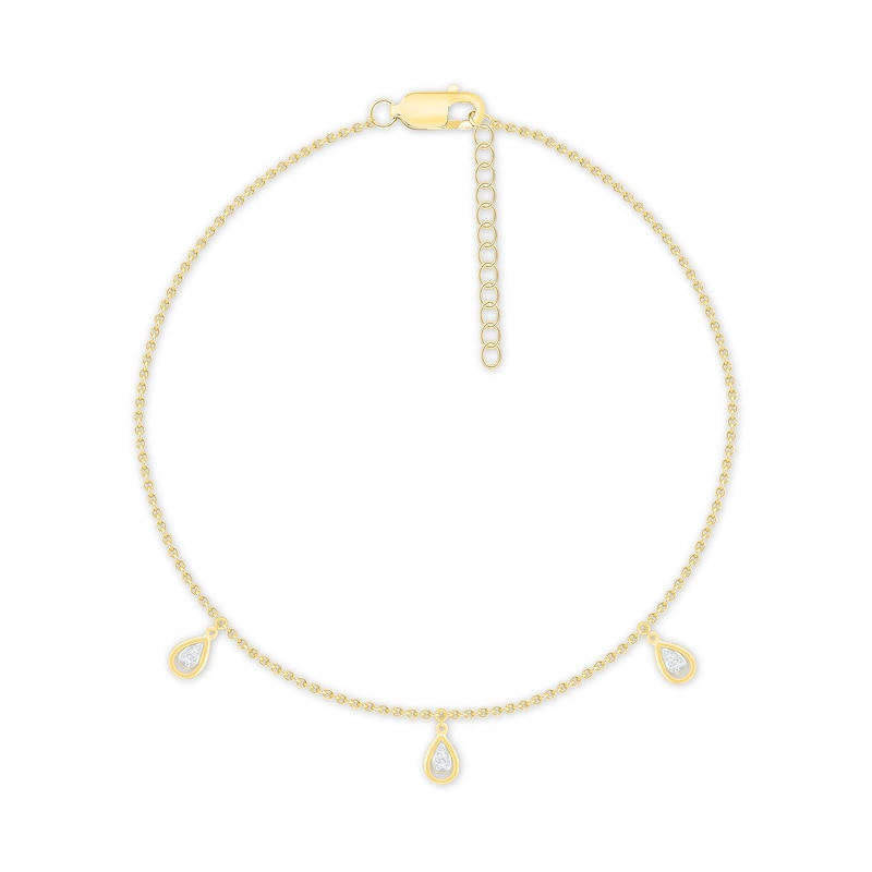 Diamond Pear Anklet 10K Yellow Gold