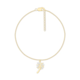 Diamond Palm Tree Anklet 10K Yellow Gold