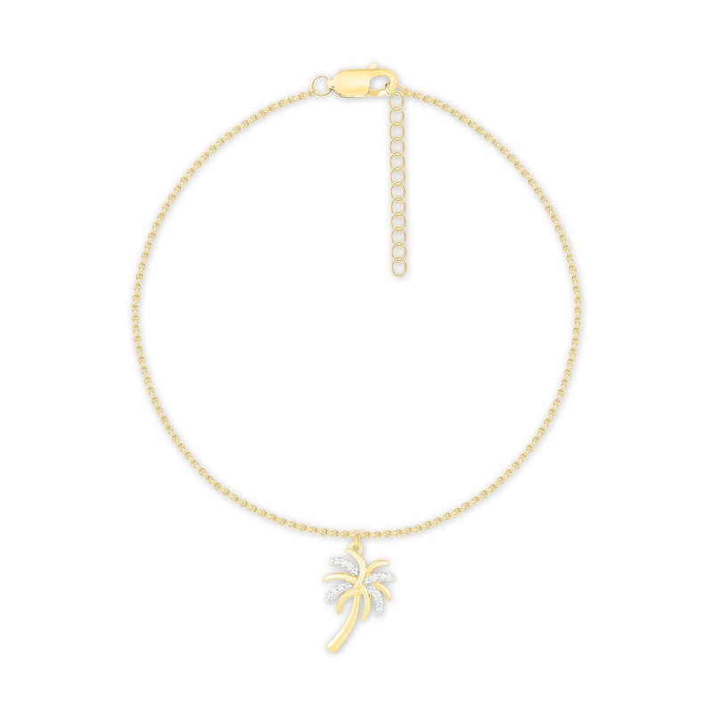 Main Image 1 of Diamond Palm Tree Anklet 10K Yellow Gold