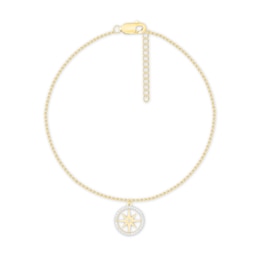 Diamond Compass Anklet 10K Yellow Gold 9&quot;