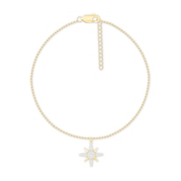 Diamond Compass Anklet 1/8 ct tw 10K Yellow Gold 9&quot;